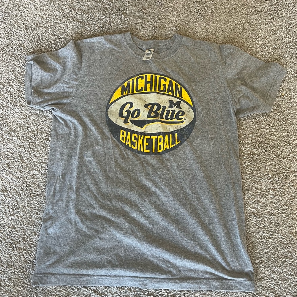 Gray Michigan Go Blue Basketball T-Shirt